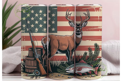 Patriotic Hunting & Fishing 20oz Tumbler Sublimation PixelChick 