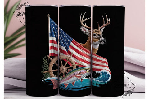 Patriotic Hunting & Fishing 20oz Tumbler Sublimation sassyprint 