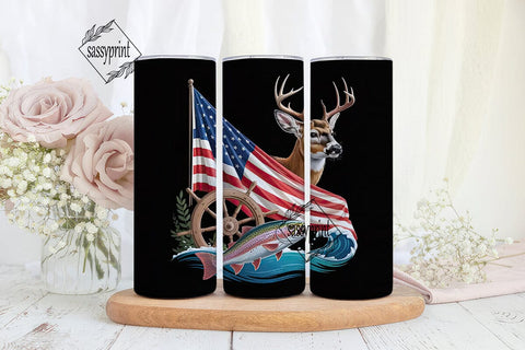 Patriotic Hunting & Fishing 20oz Tumbler Sublimation sassyprint 