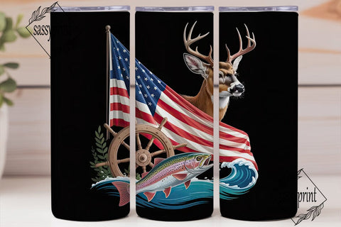 Patriotic Hunting & Fishing 20oz Tumbler Sublimation sassyprint 