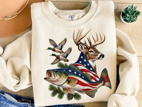Patriotic Hunting Fishing PNG SVG artprintfile 