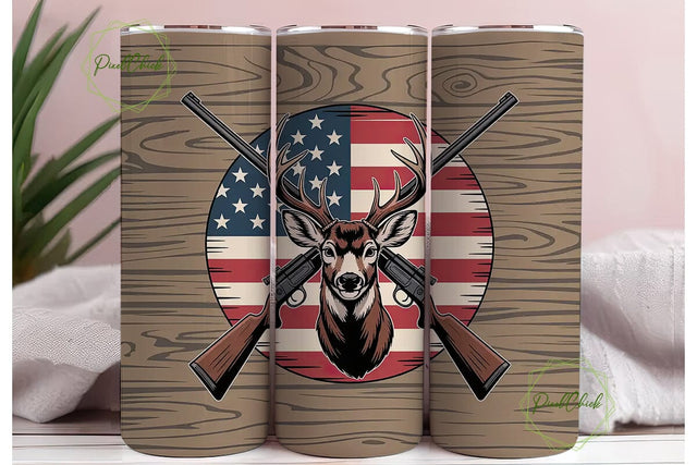 Patriotic Hunting Tumbler Design Sublimation PixelChick 