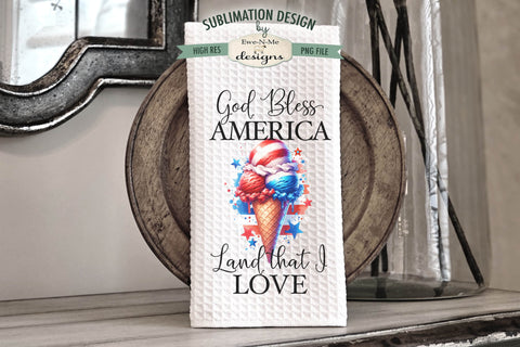 Patriotic Ice Cream Cones - July 4th Sublimation Dish Towel Designs Sublimation Ewe-N-Me Designs 