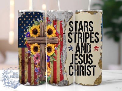 Patriotic Jesus Christ Tumbler Wrap, Stars and Stripes Sublimation Design, 20oz Skinny Tumbler Wrap, Christian 4th of July Design, Religious Patriotic Gift, USA Faith Tumbler Wrap Sublimation ToriDesigns 