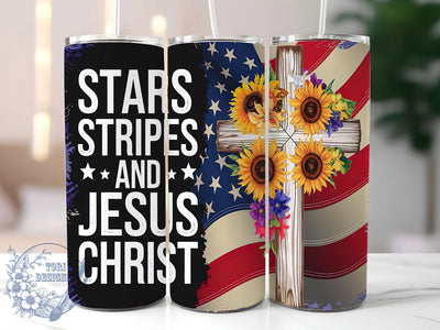 Patriotic Jesus Christ Tumbler Wrap, Stars and Stripes Sublimation Design, 20oz Skinny Tumbler Wrap, Christian 4th of July Design, Religious Patriotic Gift, USA Faith Tumbler Wrap Sublimation ToriDesigns 