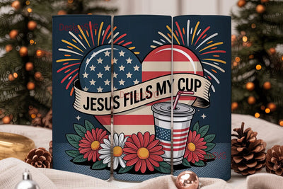 Patriotic Jesus Tumbler Wrap PNG Sublimation DesignSVG 