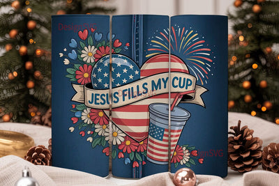 Patriotic Jesus Tumbler Wrap PNG Sublimation DesignSVG 