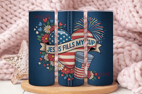 Patriotic Jesus Tumbler Wrap PNG Sublimation DesignSVG 