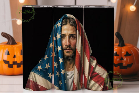 Patriotic Jesus Tumbler Wrap Sublimation PixelChick 