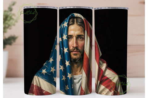 Patriotic Jesus Tumbler Wrap Sublimation PixelChick 