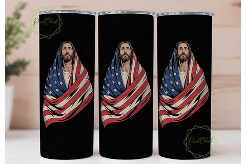 Patriotic Jesus Tumbler Wrap Sublimation PixelChick 