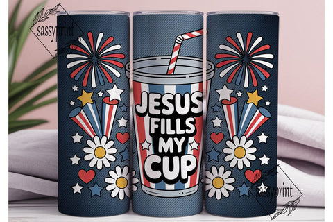 Patriotic Jesus Tumbler Wrap Sublimation sassyprint 