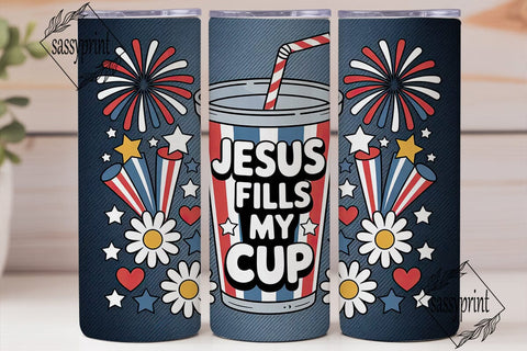 Patriotic Jesus Tumbler Wrap Sublimation sassyprint 