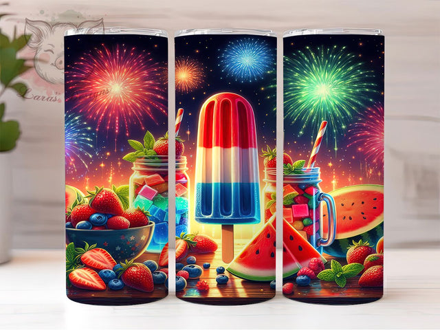 Patriotic July 4th Ice Cream Tumbler, Patriotic Ice Cream Tumbler, USA Flag Tumbler, Independence Day Design, 4th Of July Tumbler Wrap, America Flag Tumbler, 20oz Sublimation Wrap Sublimation Lara' s Designs 