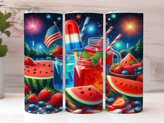 Patriotic July 4th Ice Cream Tumbler, Patriotic Ice Cream Tumbler, USA Flag Tumbler, Independence Day Design, 4th Of July Tumbler Wrap, America Flag Tumbler, 20oz Sublimation Wrap Sublimation Lara' s Designs 