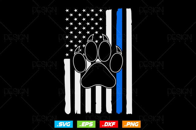 Patriotic K9 Dog Paw With Flag Thin Blue Line Police Svg Png, First Responder, USA Flag Patriotic Gifts For 4th Of July Svg, Fathers Day Svg SVG DesignDestine 