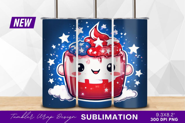 Patriotic Kawaii Drink For Fourth Of July Sublimation Regulrcrative 