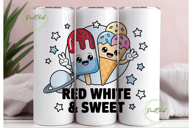 Patriotic Kawaii Ice Cream 20oz Tumbler Sublimation PixelChick 