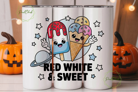 Patriotic Kawaii Ice Cream 20oz Tumbler Sublimation PixelChick 