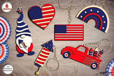 Patriotic Keychains Laser Cut Bundle SVG SvgOcean 