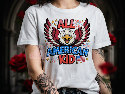 Patriotic Kid Eagle T-Shirt PNG, Kid Eagle, Patriotic Style, Red White Blue, Fun Design, Sublimation PNG, Statement Shirt, Holiday Vibes Sublimation SvggirlplusArt 