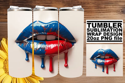Patriotic Kiss: American Woman Lip Wrap Sublimation afrosvg 