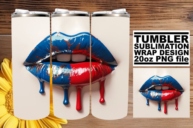 Patriotic Kiss: American Woman Lip Wrap Sublimation afrosvg 