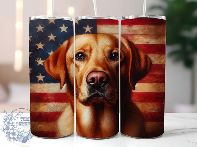 Patriotic Labrador Flag Tumbler, Retriever USA Tumbler, Patriotic Dog Wrap, Grunge Flag Wrap, Whimsical Lab Wrap, Sublimation Design, Trendy Gift Idea Sublimation ToriDesigns 
