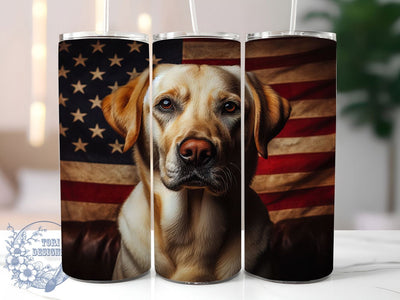 Patriotic Labrador Flag Tumbler, Retriever USA Tumbler, Patriotic Dog Wrap, Grunge Flag Wrap, Whimsical Lab Wrap, Sublimation Design, Trendy Gift Idea Sublimation ToriDesigns 