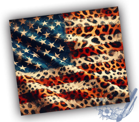 Patriotic Leopard American Flag 20oz Skinny Tumbler, USA Flag Tumbler Png, Straight & Tapered Tumbler Wrap, Instant Digital Download Sublimation ToriDesigns 