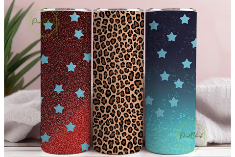 Patriotic Leopard Glitter 20oz Tumbler Sublimation PixelChick 