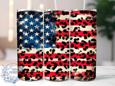 Patriotic Leopard Print American Flag Tumbler, American Flag Tumbler, Patriotic Leopard Tumbler, 20oz Tumbler Sublimation, USA Animal Print Tumbler, Digital Tumbler Wrap, Wild Patriotic Tumbler Sublimation ToriDesigns 