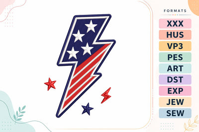 Patriotic Lightning Bolt 4th of July Embroidery Design Embroidery/Applique DESIGNS sg embroidery 