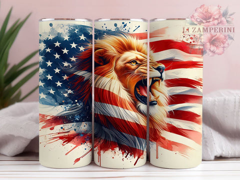 Patriotic Lion American Flag 20oz Tumbler Wrap PNG, 4th Of July Tumbler Png, Straight & Tapered Tumbler Wrap, Instant Digital Download Sublimation Li Zamperini 