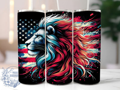 Patriotic Lion American Flag Tumbler Wrap, American Flag Tumbler, Patriotic Lion Tumbler, 20oz Tumbler Sublimation, USA Pride Tumbler, Digital Tumbler Wrap, Bold Animal Tumbler Sublimation ToriDesigns 
