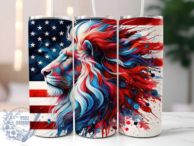 Patriotic Lion American Flag Tumbler Wrap, American Flag Tumbler, Patriotic Lion Tumbler, 20oz Tumbler Sublimation, USA Pride Tumbler, Digital Tumbler Wrap, Bold Animal Tumbler Sublimation ToriDesigns 
