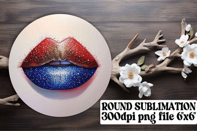 Patriotic Lip Art Round Collection Sublimation afrosvg 