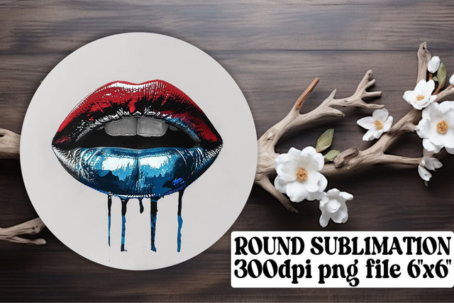Patriotic Lip Art Round & Keychain Bundle Sublimation afrosvg 