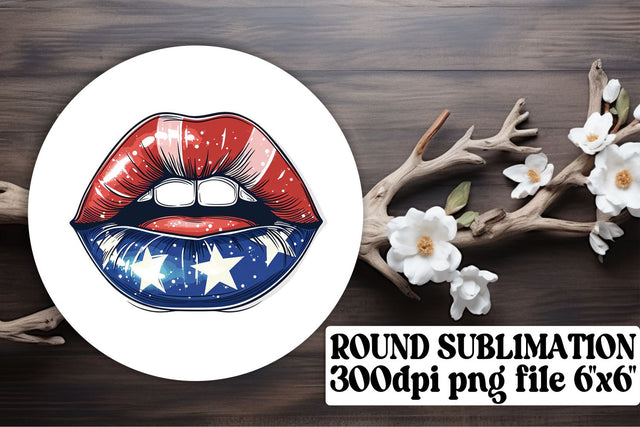 Patriotic Lip Designs Round & Coaster Collection Sublimation afrosvg 