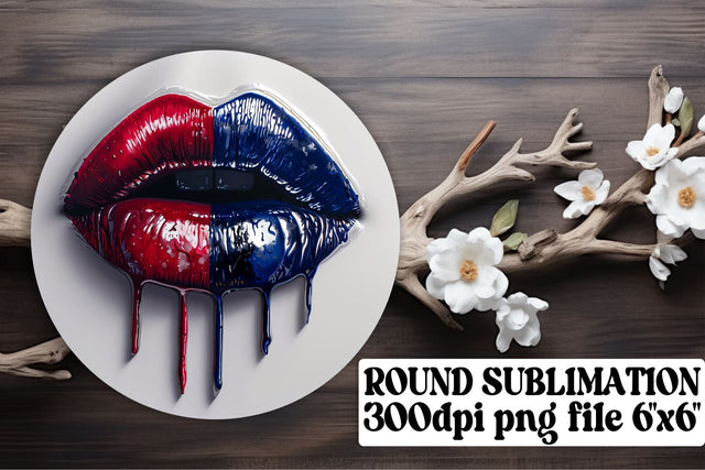 Patriotic Lip Prints Round & Coaster Pack Sublimation afrosvg 