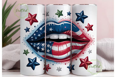 Patriotic Lips 20oz Tumbler Wrap Sublimation PixelChick 