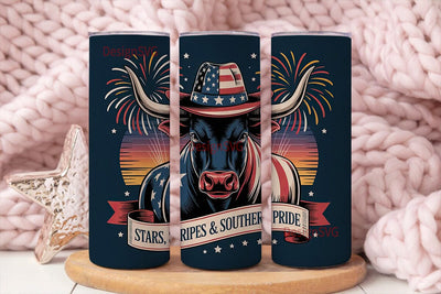 Patriotic Longhorn Bull 20oz Tumbler Sublimation DesignSVG 