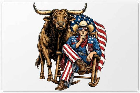 Patriotic Longhorn Cowboy PNG | American Flag Western Sublimation PNG SVG BillahCrafts 