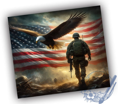 Patriotic Military Eagle 20oz Skinny Tumbler, 4th of July Tumbler Png, Straight & Tapered Tumbler Wrap, Instant Digital Download Sublimation ToriDesigns 