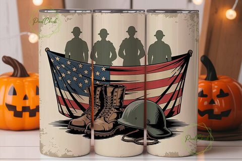 Patriotic Military Tumbler Wrap Sublimation PixelChick 