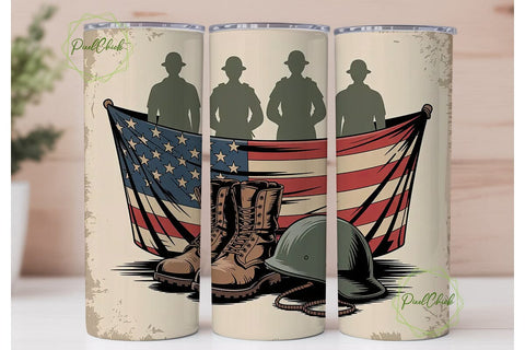 Patriotic Military Tumbler Wrap Sublimation PixelChick 