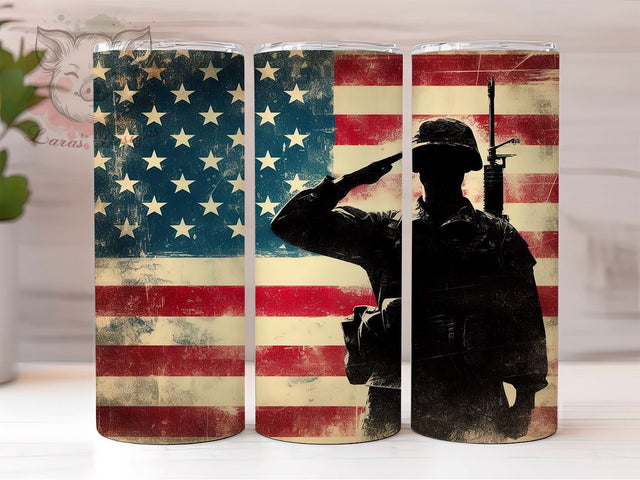 Patriotic Military Veteran 20oz Tumbler Png, Straight & Tapered Tumbler Png, 4th Of July Tumbler Png, Digital Download PNG Sublimation Lara' s Designs 