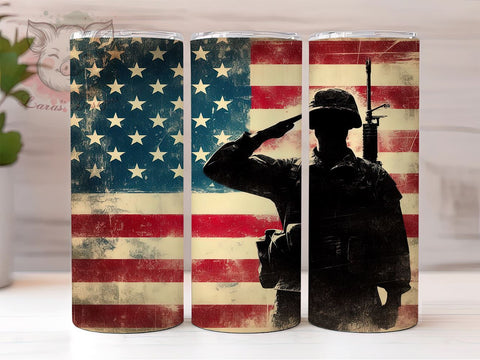Patriotic Military Veteran 20oz Tumbler Png, Straight & Tapered Tumbler Png, 4th Of July Tumbler Png, Digital Download PNG Sublimation Lara' s Designs 