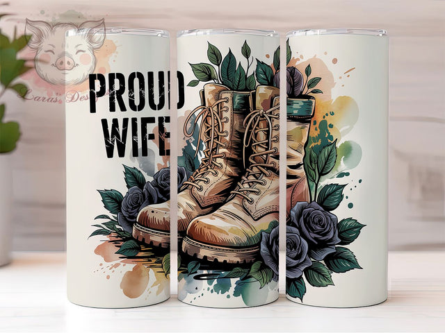 Patriotic Military Wife Tumbler, Military Boots Wrap, Proud Military Wife Design, 20oz Army Wife Tumbler, Military Wife Gift, Proud Patriotic Tumbler, Military Family Sublimation Sublimation Lara' s Designs 