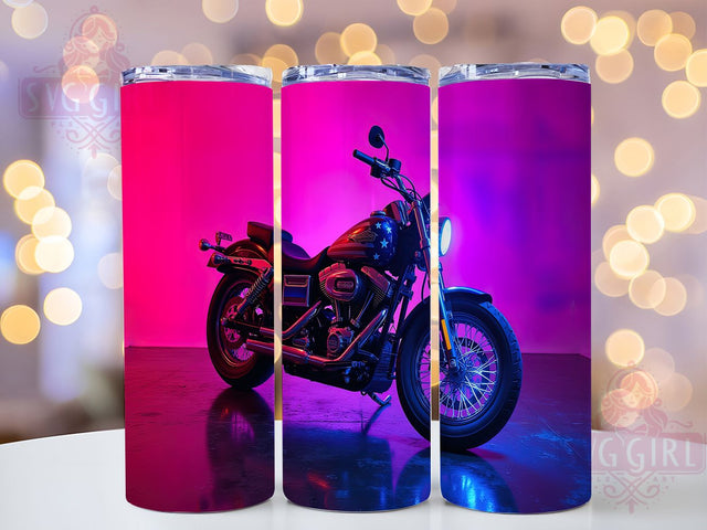Patriotic Motorcycle Biker Tumbler, American Flag Biker Cup, Fathers Day Tumbler, 20oz Sublimation Wrap, USA Pride Biker Design, Red White Blue Motorcycle, Biker Dad Tumbler Sublimation SvggirlplusArt 